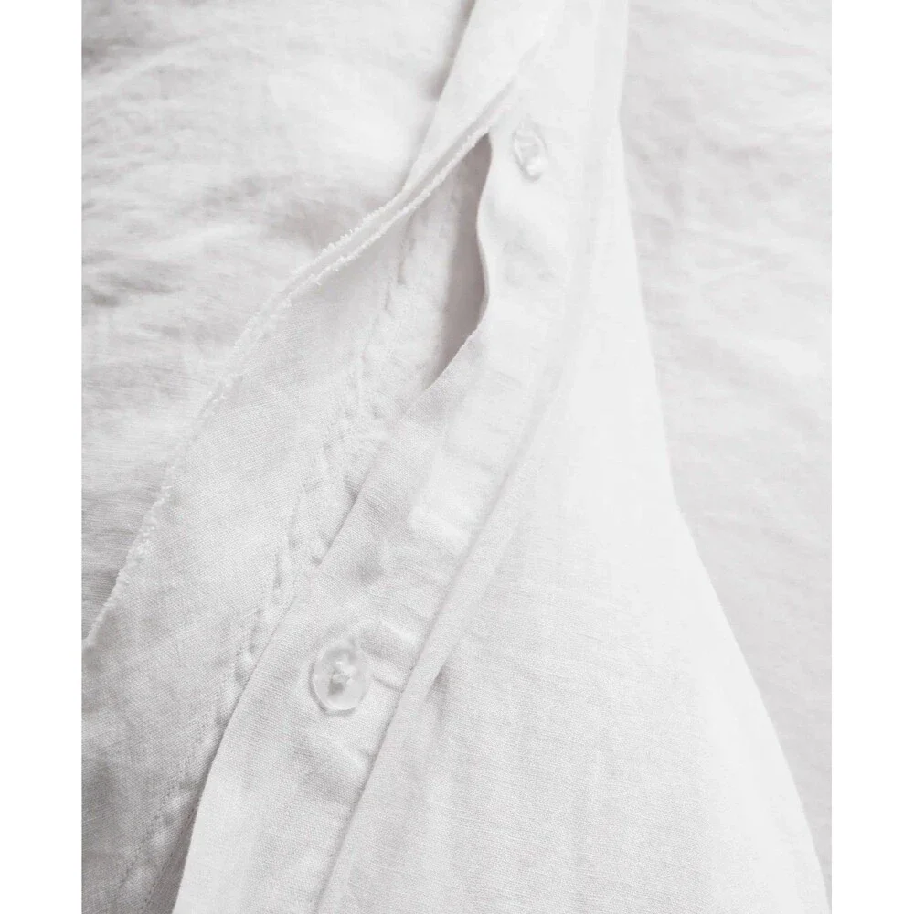 Quince Full / Queen European Linen Double Flange Duvet Cover White $154
